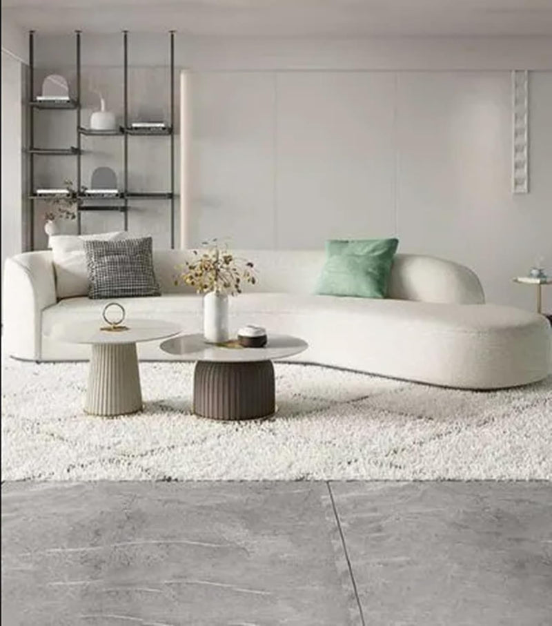 Ripple FURNITURE Modern Curve Sofa – Elegant Minimalist Design with Luxurious Berber Fleece Upholstery