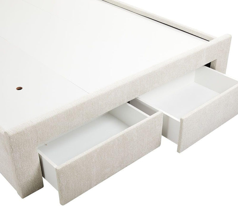 Danube Home Bacia 150X200 Queen Bed With 2 Front Drawer Storage| Sturdy Modern Design Wooden Double Bed Frame Furniture| Quiet &amp; Comfortable BedsL 218 x W 162 x H 111 cm - Beige