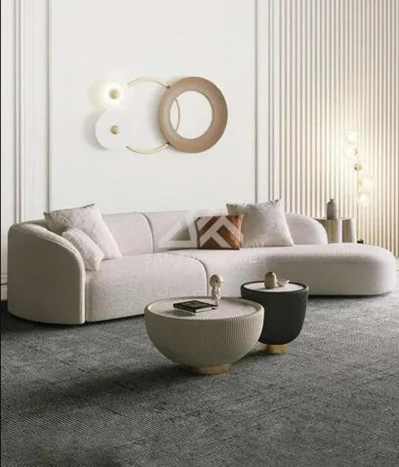 Ripple FURNITURE Modern Curve Sofa – Elegant Minimalist Design with Luxurious Berber Fleece Upholstery